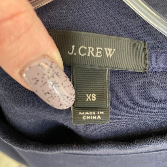 J.Crew Navy Crew Neck Sequined Trim Hem Pullover Sweatshirt Sweater Small - Picture 9 of 9